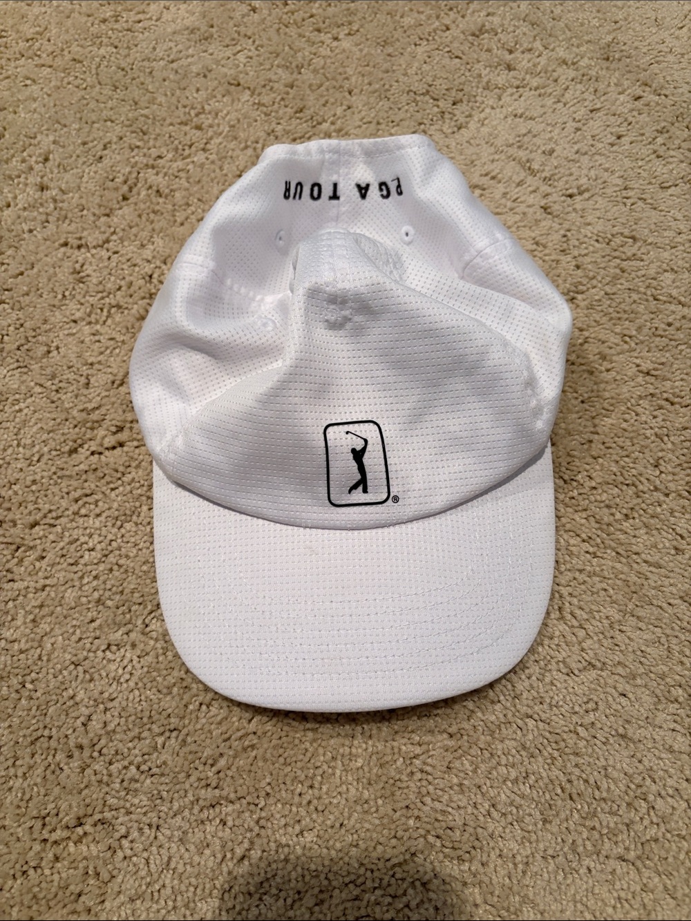 PGA Tour White Embroidered Performance Golf Hat